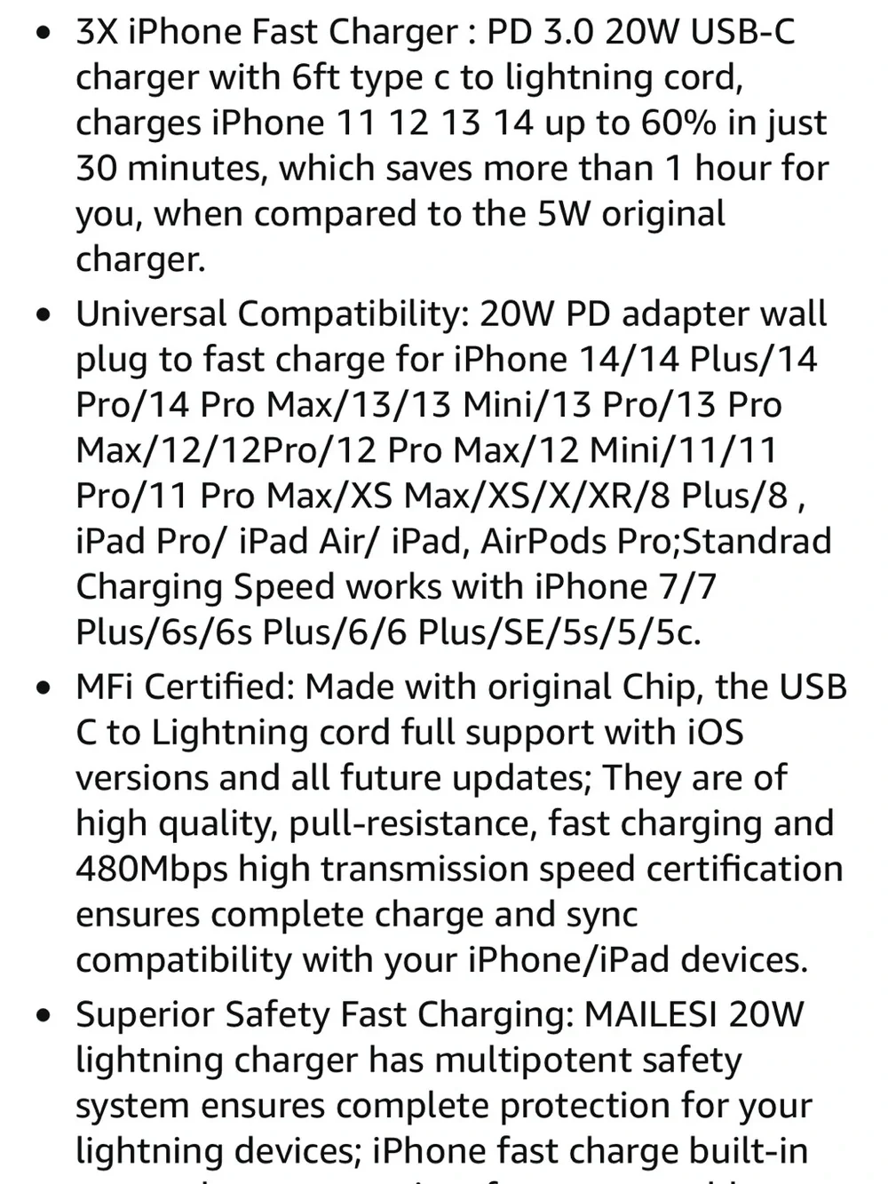 ~Bundle of 2 Black 20W Iphone Rapid Wall Chargers and 6 Ft.Lightning Cables~